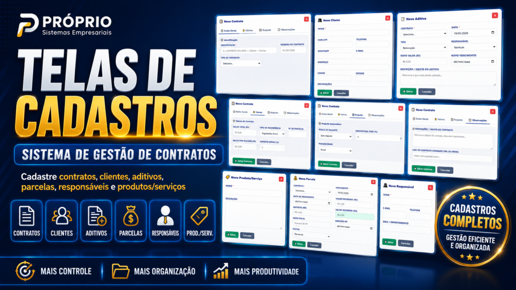 Sistema de Gestão de Contratos 1 capa video telas de cadastros sistema de gestao de contratos