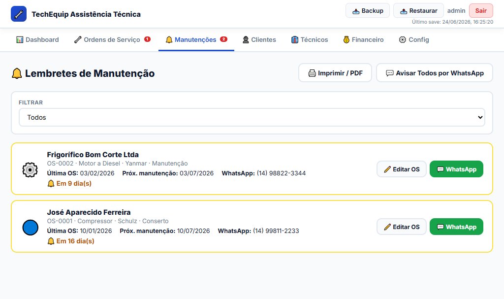 Lembretes de manutenção