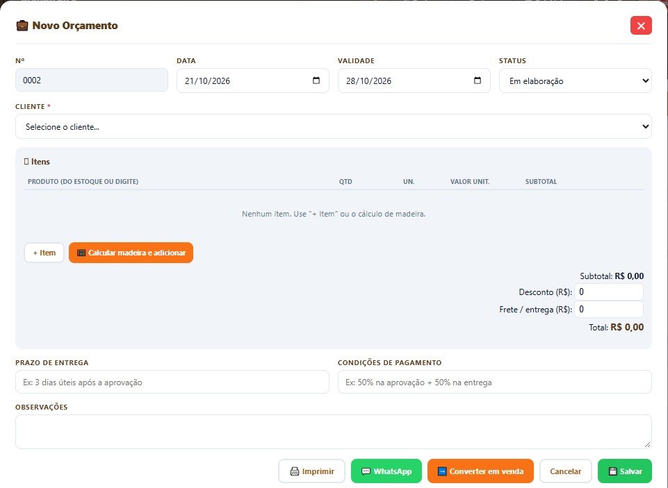 Orçamento que vira venda com um clique — Sistema de Gestão para Madeireiras