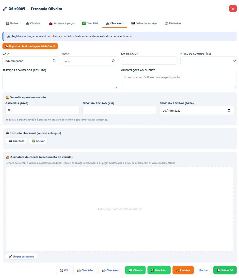 Check-out, garantia e lembrete de revisão — Sistema de Gestão para Oficinas Mecânicas